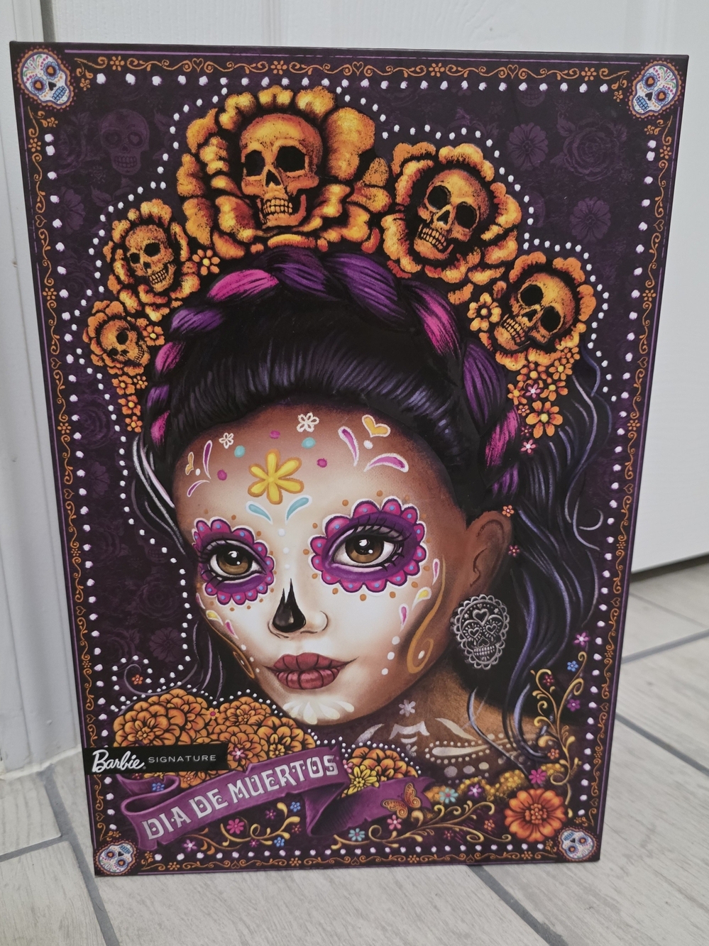 Barbie Día de Muertos Wall Art in Purple, Gold, Pink
